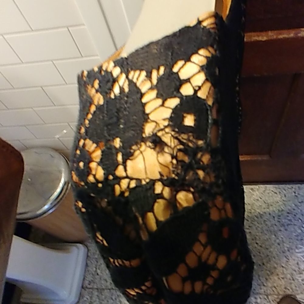 Vintage 60s Black Overlay Lace Dress - Picture 6 of 8